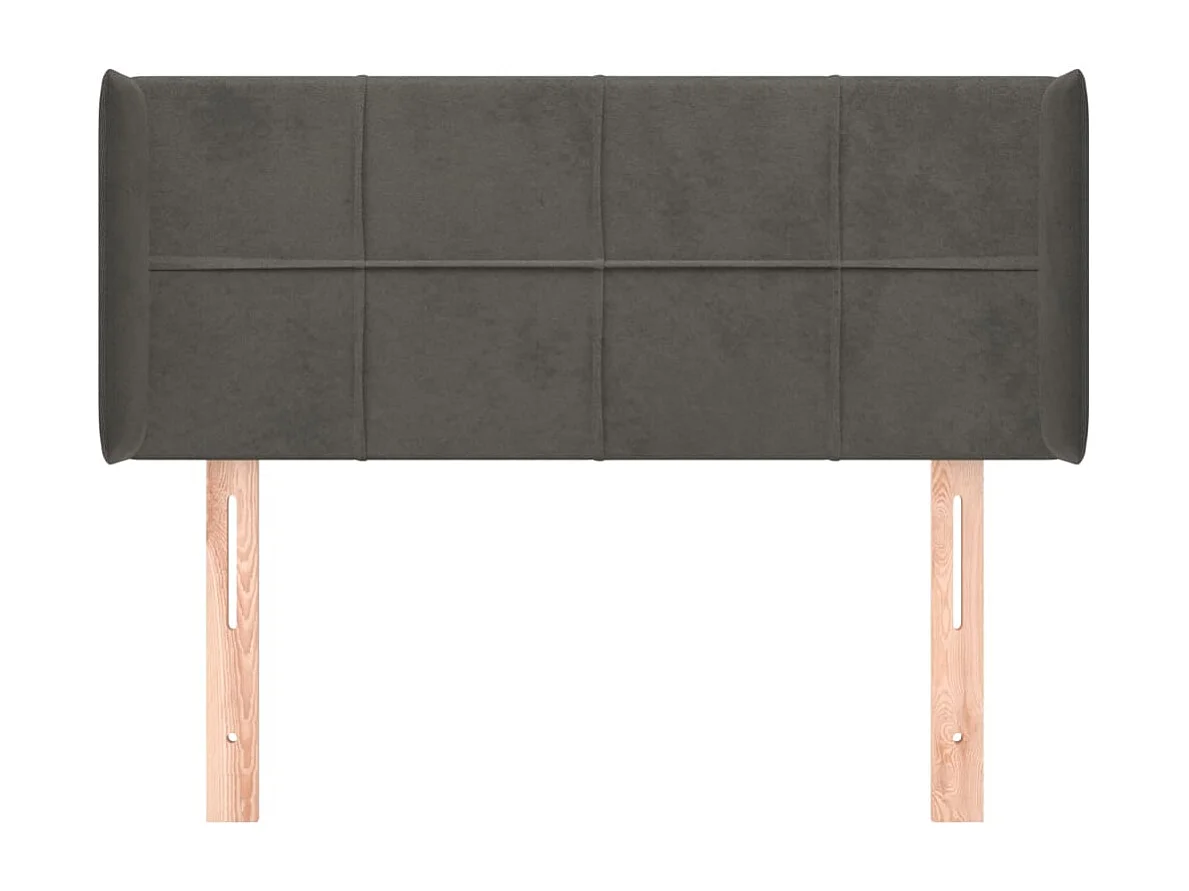 Tête de lit avec oreilles Gris foncé 83x16x78/88 cm Velours