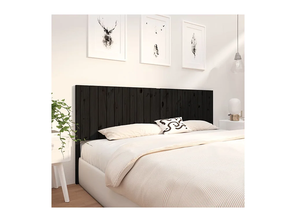 Zwart hoofdbord 205,5x4x100 cm Massief grenenhout