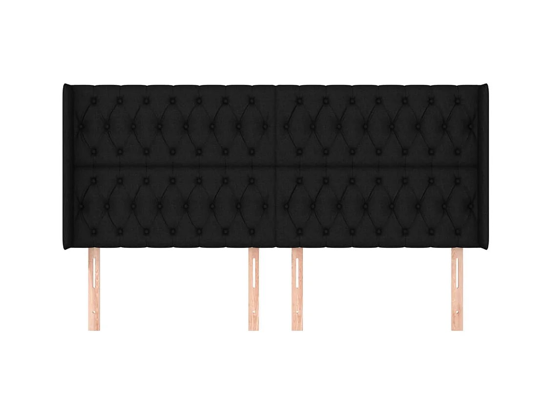 Hoofdbord met vleugels Zwart 203x16x118/128 cm Stof