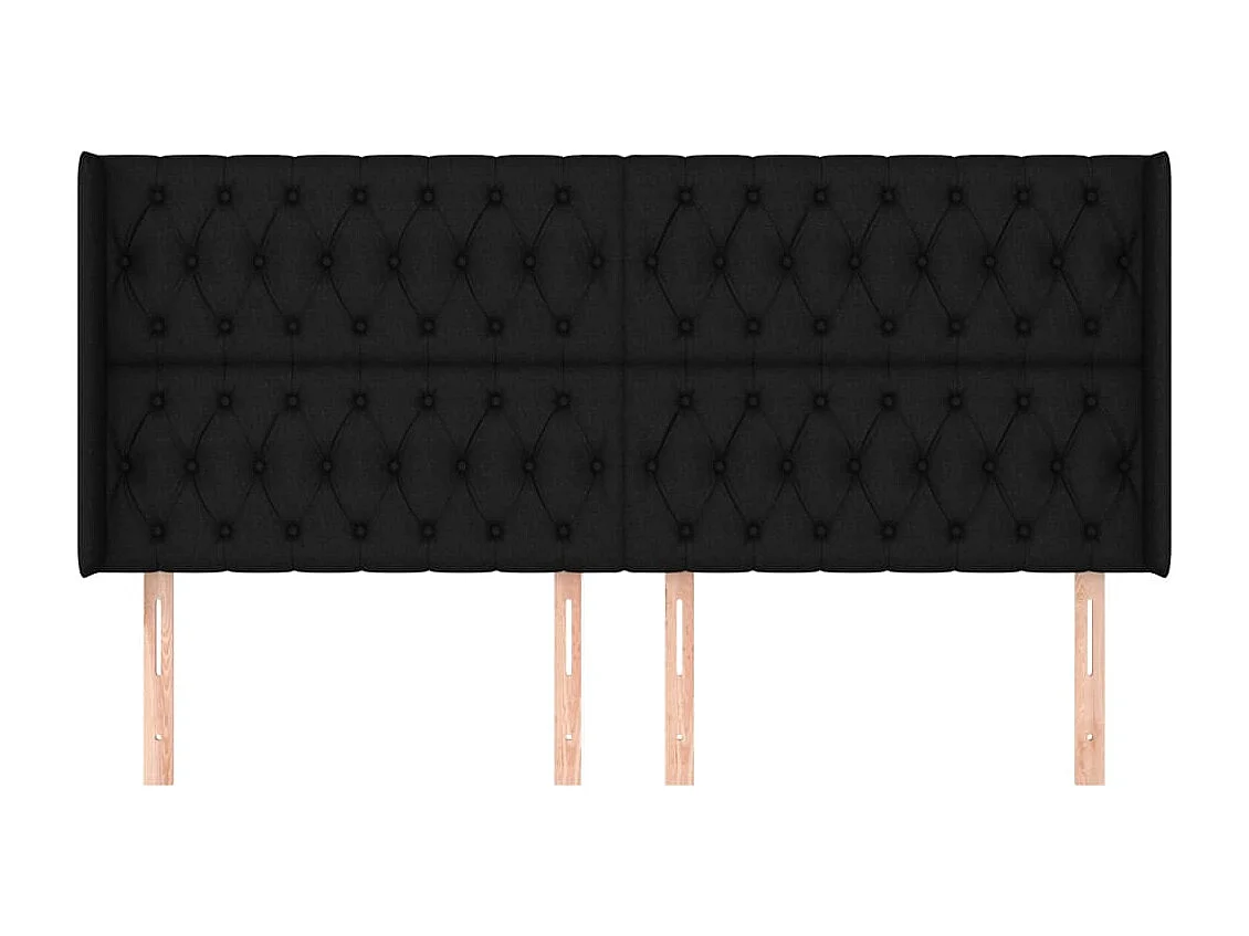 Testiera con ali Nero 203x16x118/128 cm Tessuto