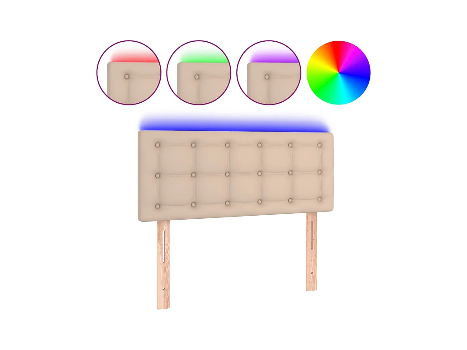 Cabecero LED Cappuccino 100x5x78/88 cm Piel sintética