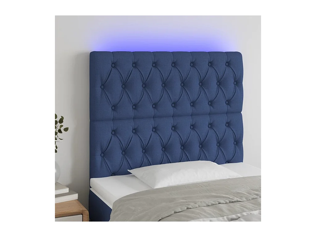 Blauw LED hoofdbord 90x7x118/128 cm Stof