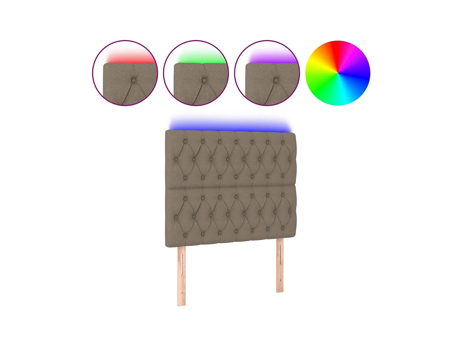 Taupe LED Hoofdbord 100x7x118/128 cm Stof