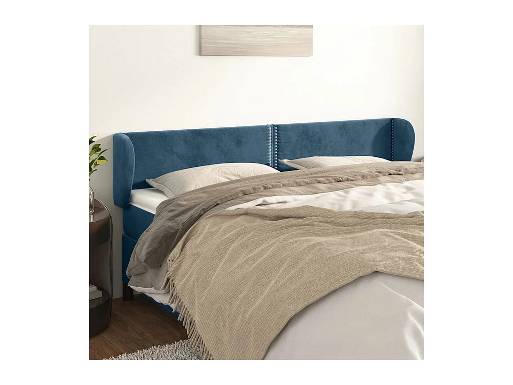 Testiera con ali Blu scuro 163x23x78/88 cm Velluto