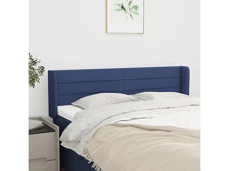 Hoofdbord met oren Blauw 147x16x78/88 cm Stof