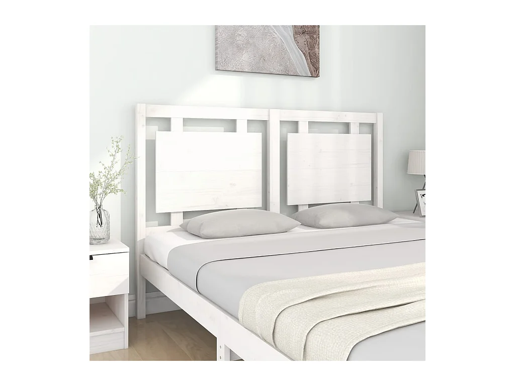 Wit hoofdeinde 145,5x4x100 cm Massief grenenhout