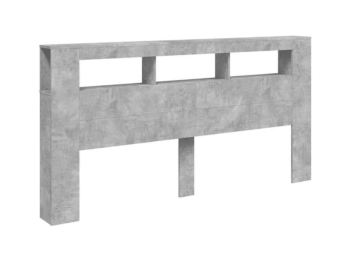 Betongrijs LED hoofdbord 200x18,5x103,5cm bewerkt hout