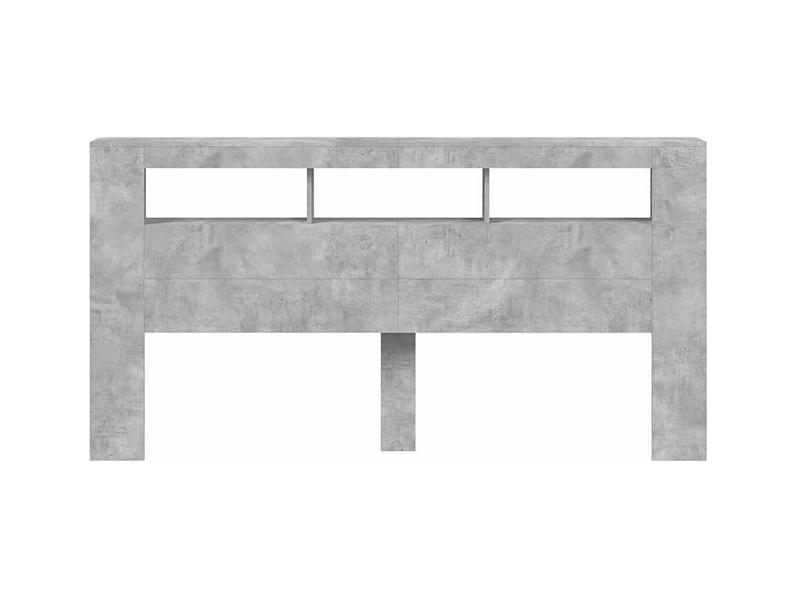 Betongrijs LED hoofdbord 200x18,5x103,5cm bewerkt hout