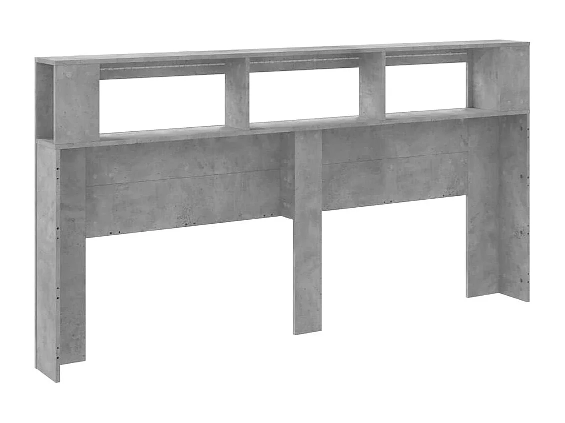 Betongrijs LED hoofdbord 200x18,5x103,5cm bewerkt hout