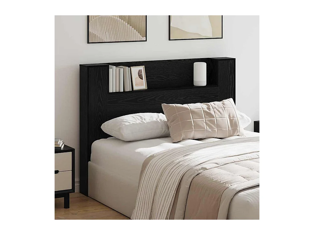 Cabinet de Tête de Lit Chêne noir Bois d'ingénierie