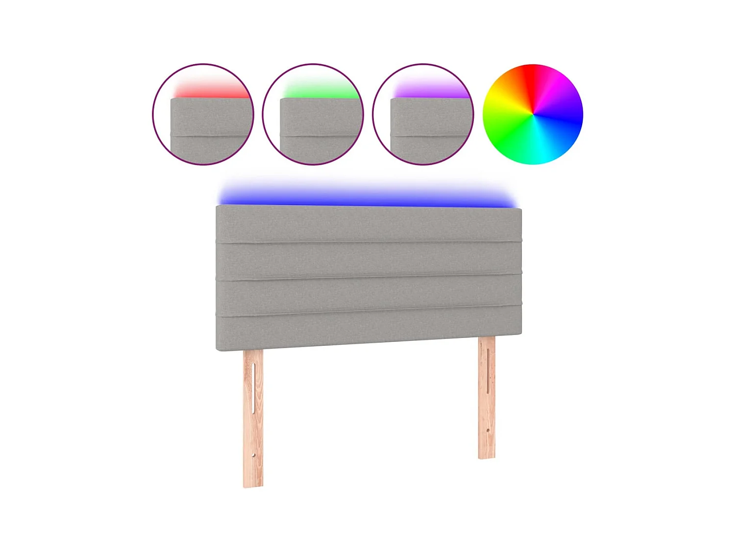 LED-Kopfteil Hellgrau 90x5x78/88 cm Stoff