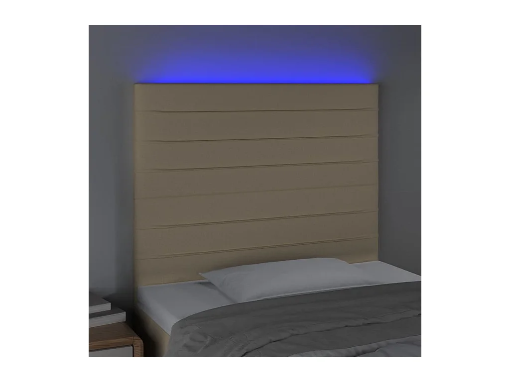 LED Hoofdbord Crème 80x5x118/128 cm Stof