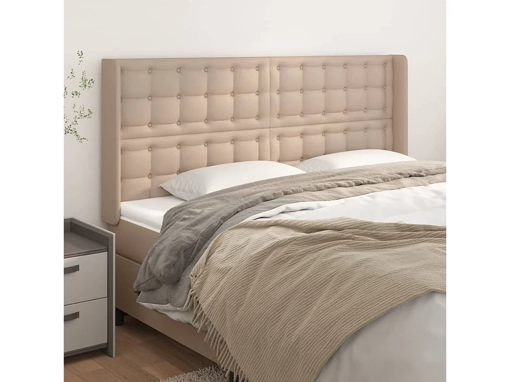 Testiera con orecchie Cappuccino 183x16x118/128 cm