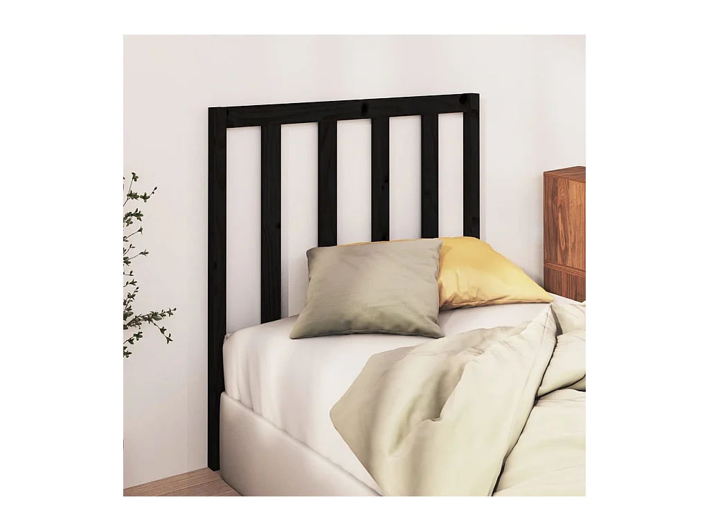 Schwarzes Kopfteil 96x4x100 cm Massivholz Kiefer