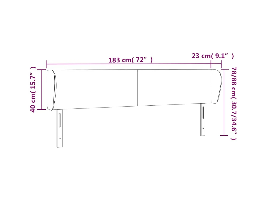 Hoofdbord met vleugels Crème 183x23x78/88 cm Stof
