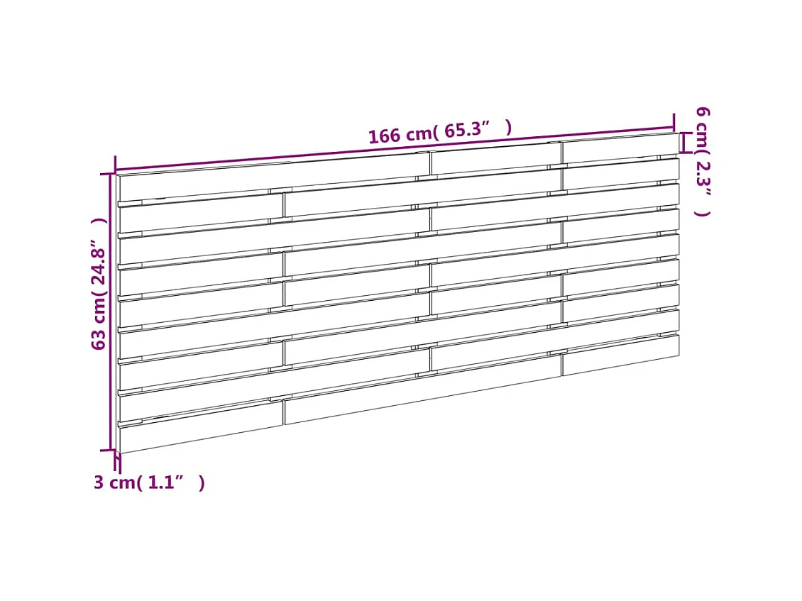 Cabecero de pared 166x3x63 cm Madera maciza de pino