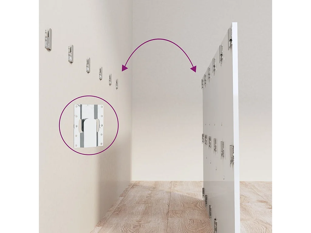 Testiera Bianco Lucido 200x1,5x80 cm Legno Massello