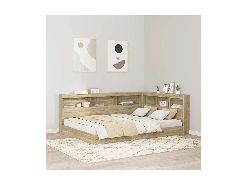 Kopfteil aus Sonoma-Eiche, 150 cm, Stauraum, Holzwerkstoff