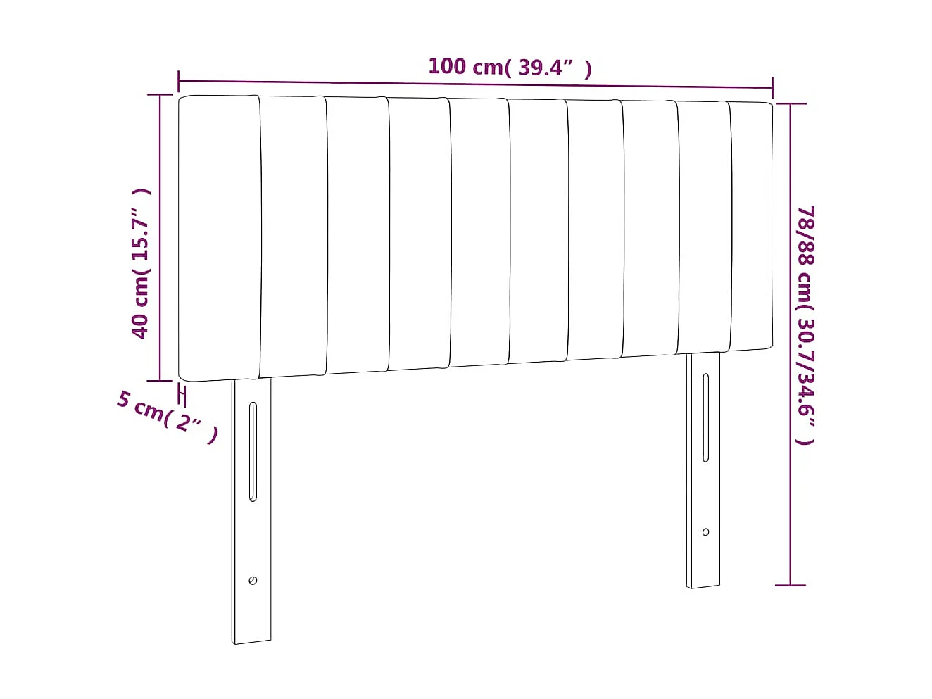 LED hoofdbord Zwart 100x5x78/88 cm Stof