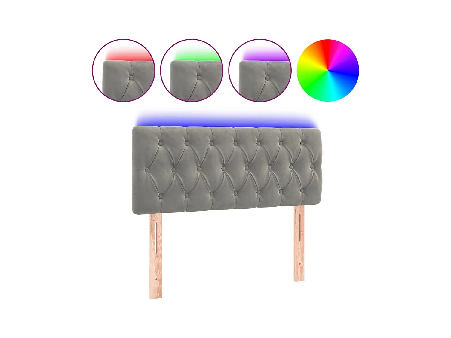 LED Hoofdbord Lichtgrijs 100x7x78/88 cm Fluweel