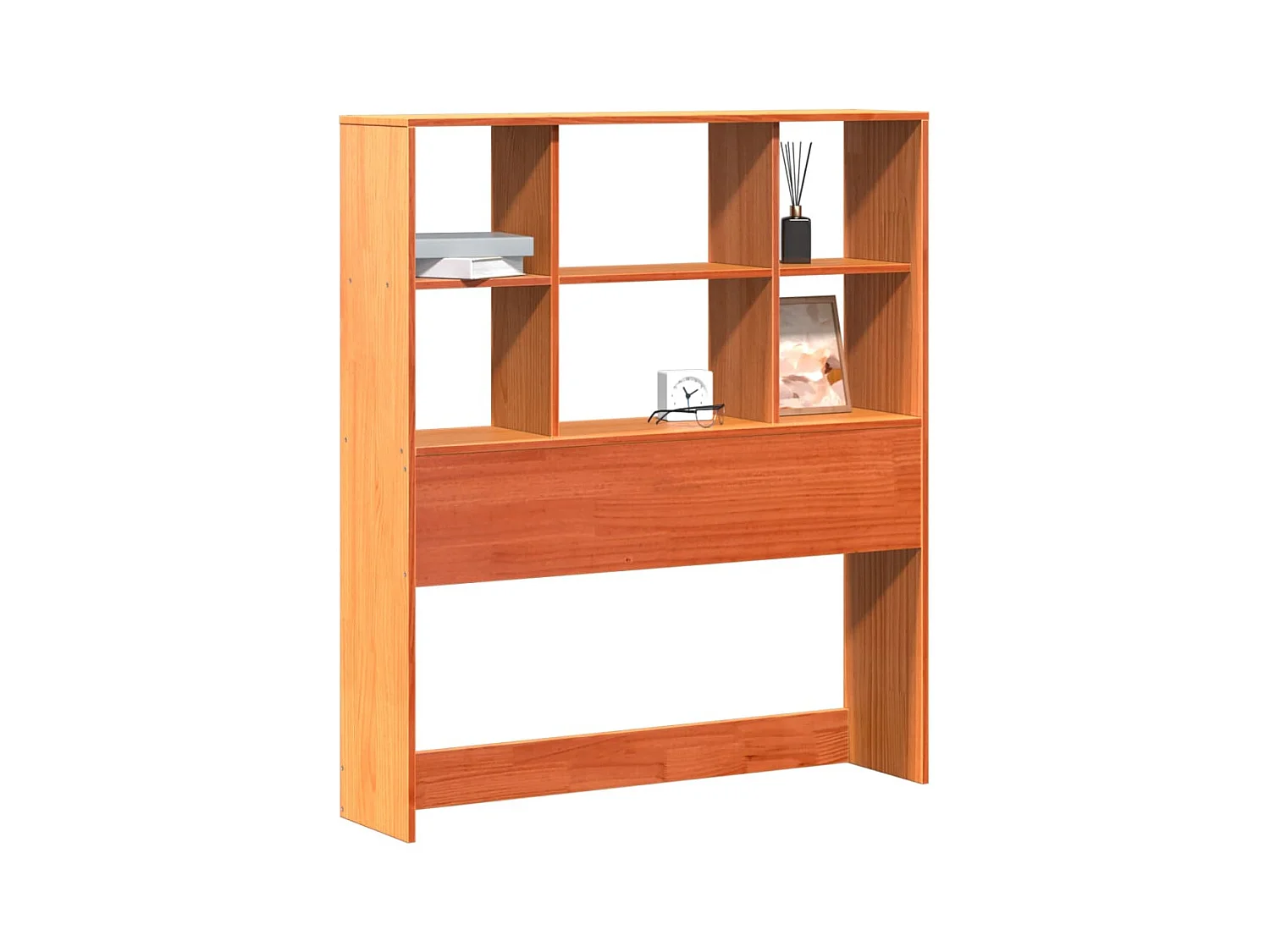 Cabecero encerado marrón con almacenaje 100cm madera maciza de pino