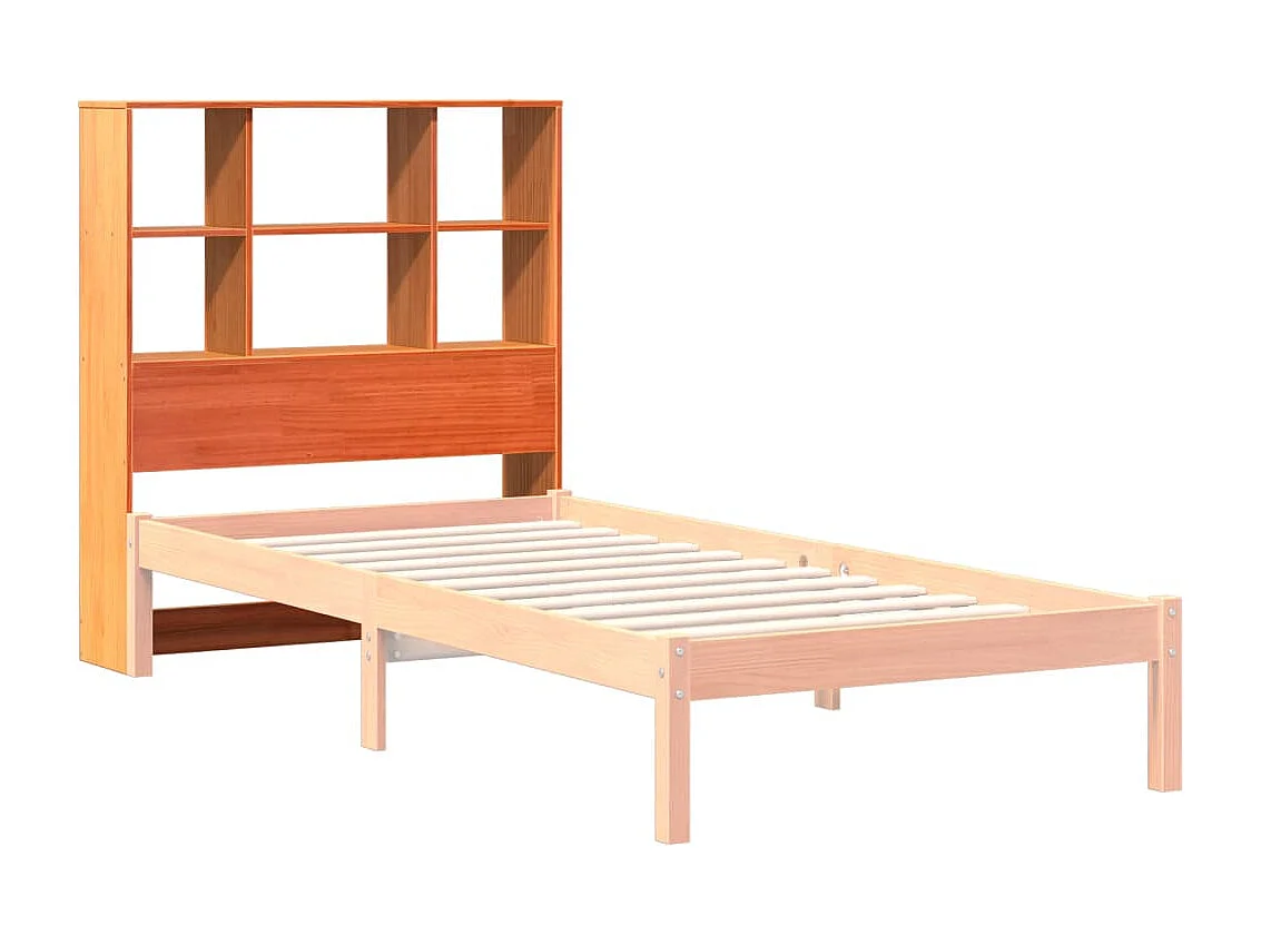 Cabecero encerado marrón con almacenaje 100cm madera maciza de pino