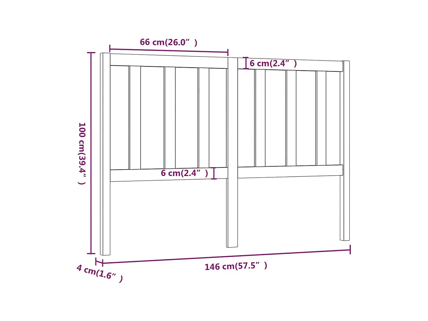 Tête de lit Marron miel 146x4x100 cm Bois massif de pin