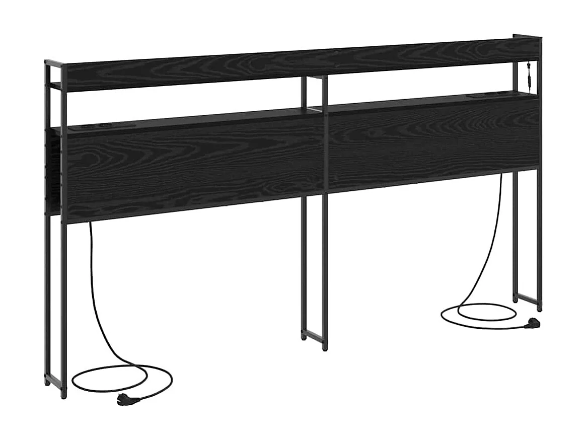 Tête de lit avec étagère Chêne noir 180 cm Bois d'ingénierie