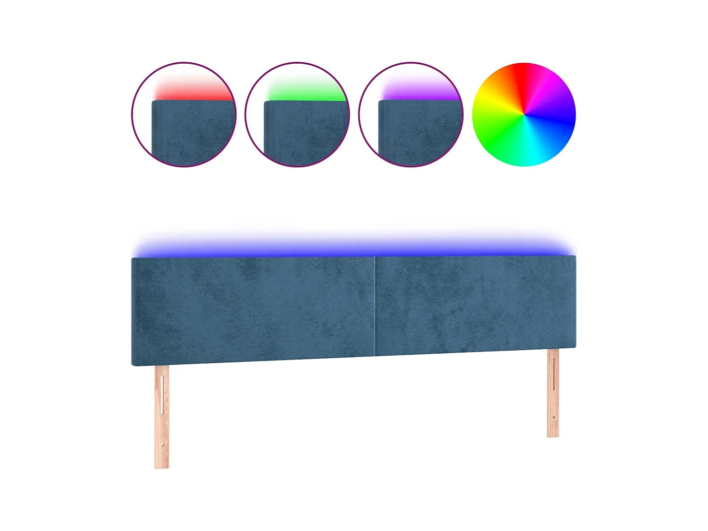 Tête de lit à LED Bleu foncé 200x5x78/88 cm Velours