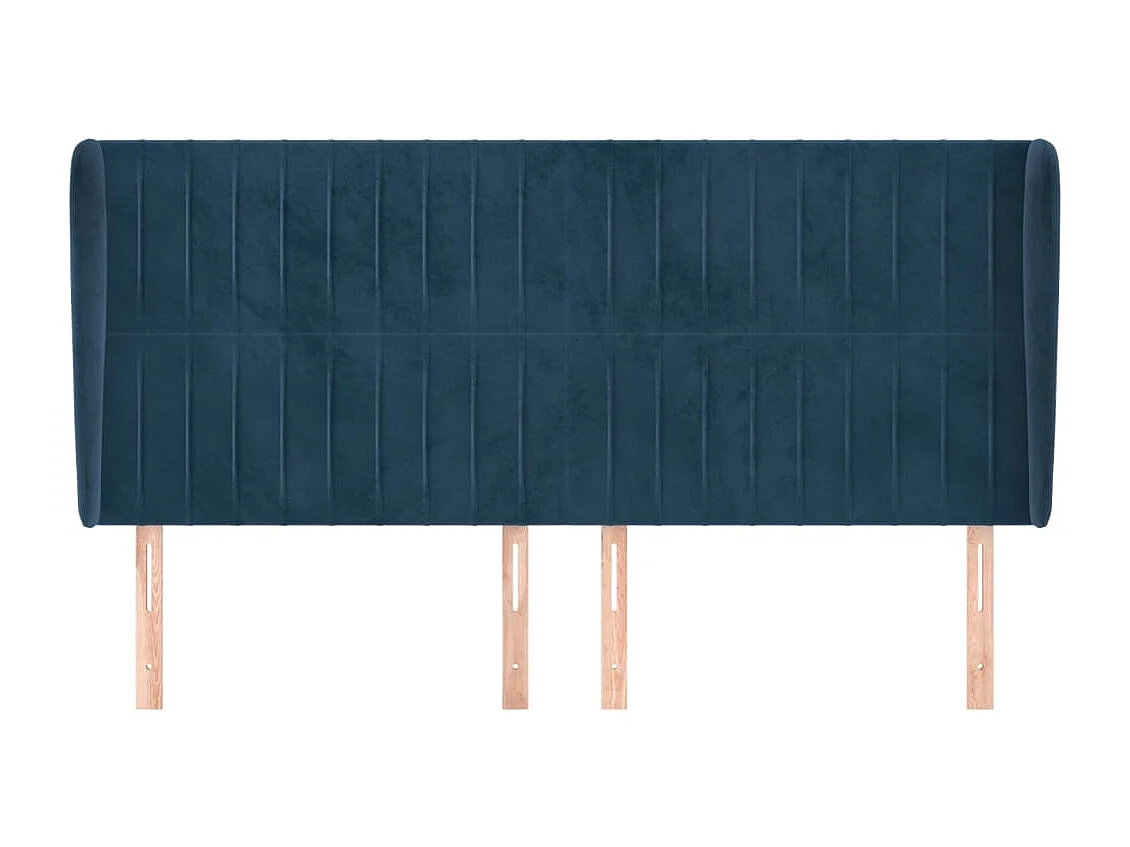 Tête de lit avec oreilles Bleu foncé 163x23x118/128 cm Velours