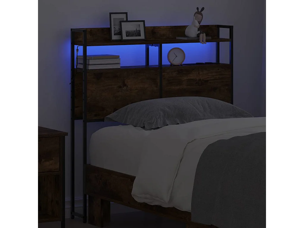 Tête de lit avec étagère Chêne fumé 90 cm Bois d'ingénierie