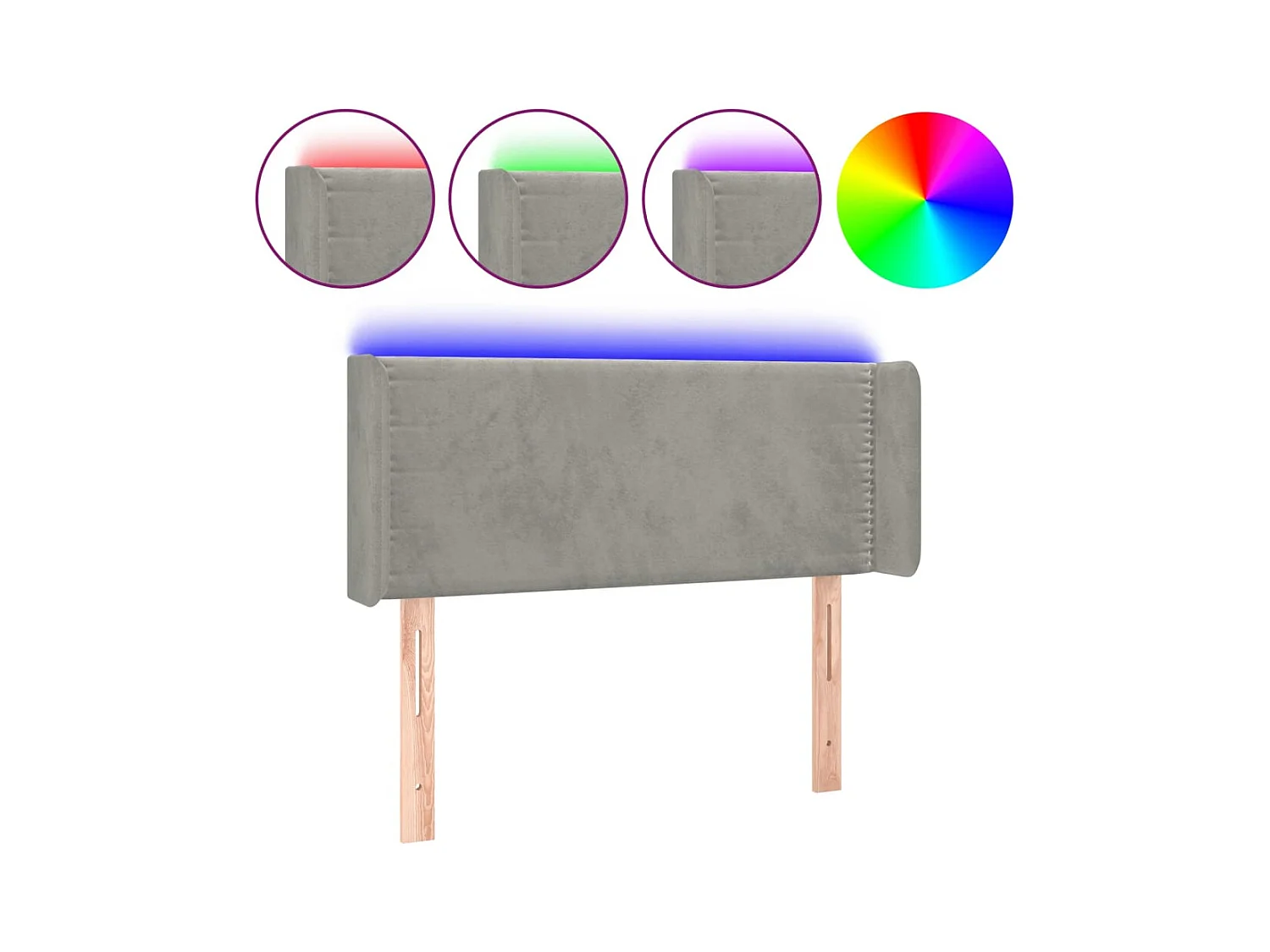 LED-Kopfteil Hellgrau 83x16x78/88 cm Samt