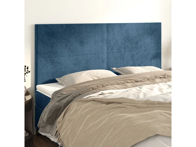 Têtes de lit 4 pcs Bleu foncé 90x5x78/88 cm Velours