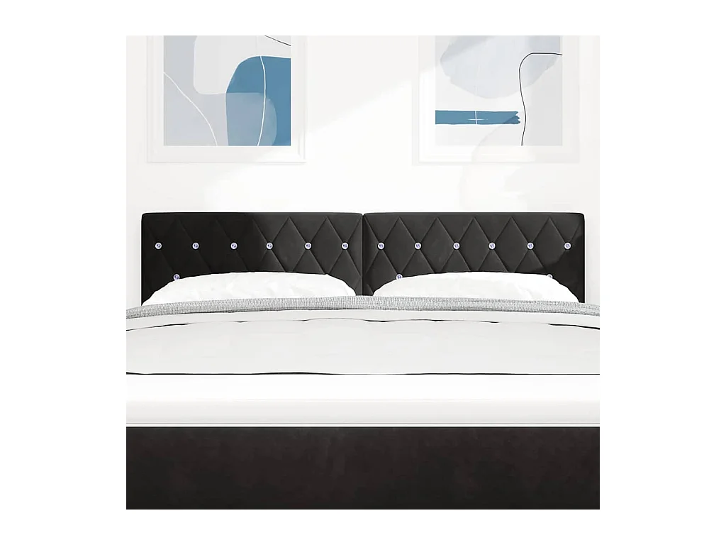 Tête de Lit en Velours Argyle Noir 140 cm Velours