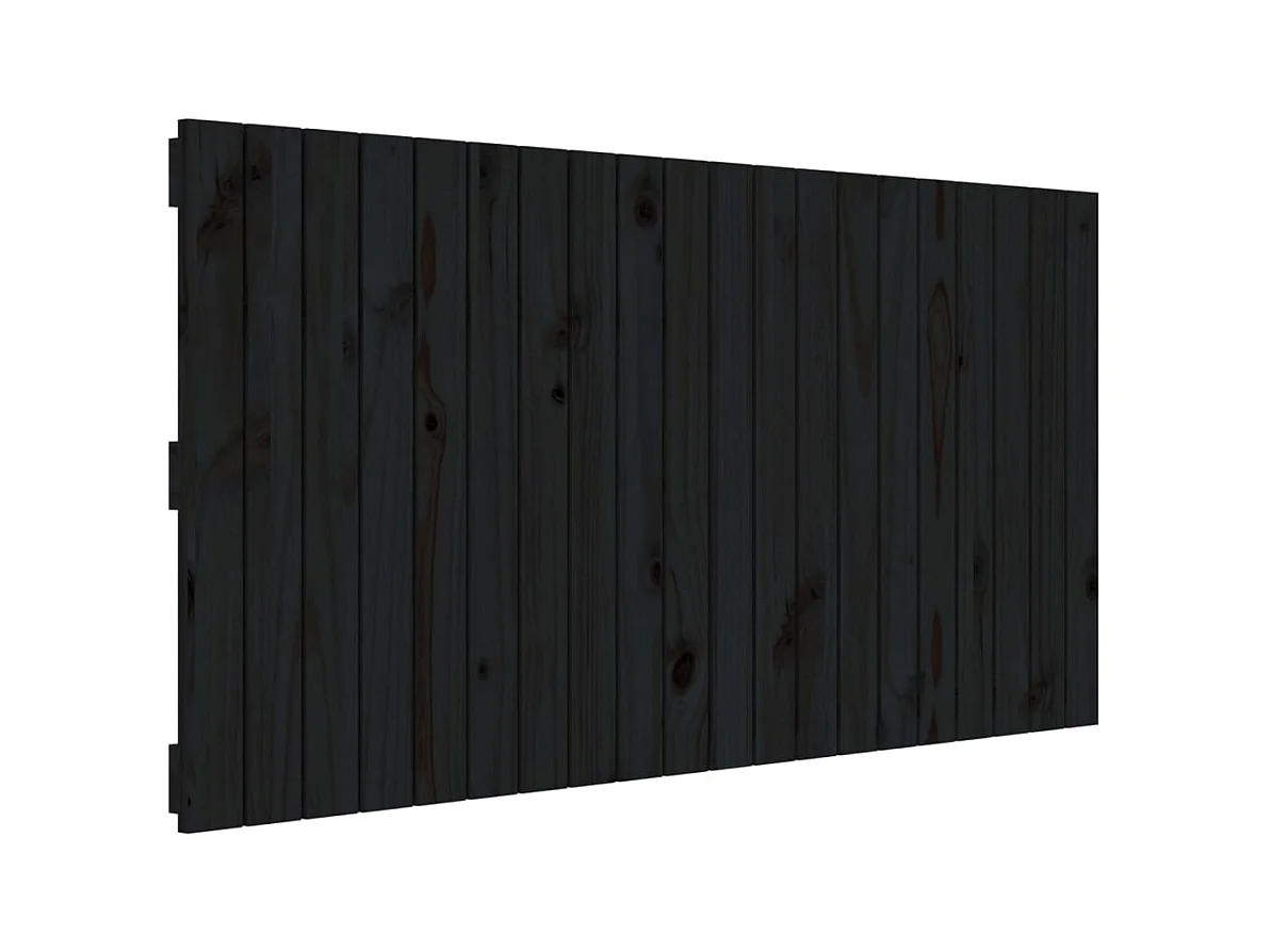 Zwart wandhoofdbord 127,5x3x60 cm Massief grenenhout