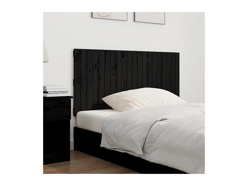 Zwart wandhoofdbord 127,5x3x60 cm Massief grenenhout