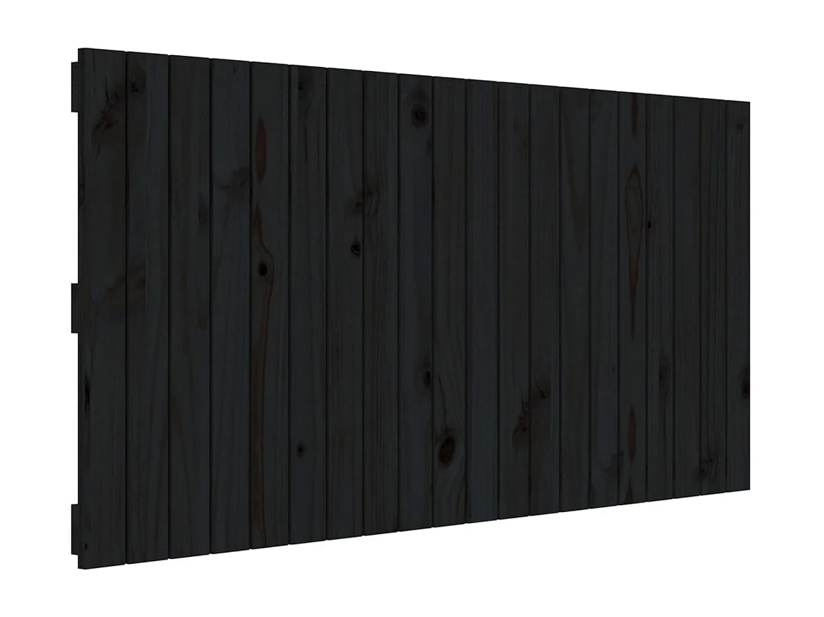 Tête de lit murale Noir 127,5x3x60 cm Bois massif de pin