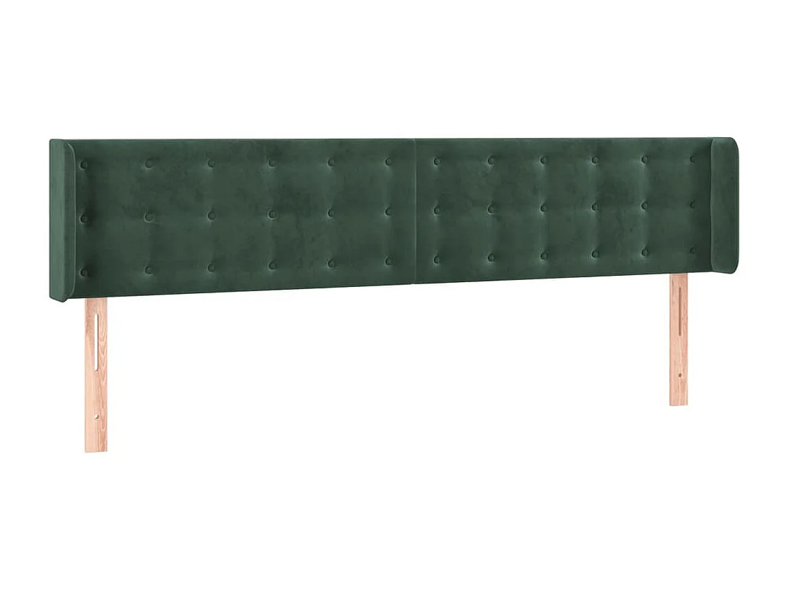 Tête de lit avec oreilles Vert foncé 203x16x78/88 cm Velours