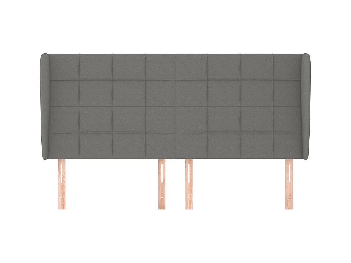Hoofdbord met vleugels Donkergrijs 203x23x118/128 cm Stof