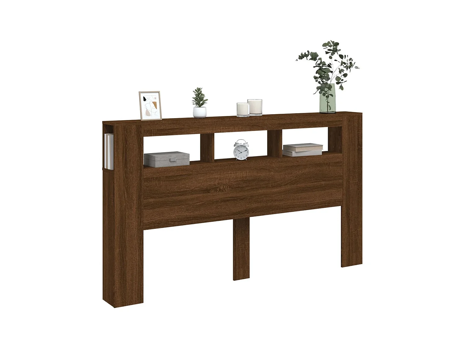 Cabecero LED roble marrón 180x18,5x103,5cm madera de ingeniería