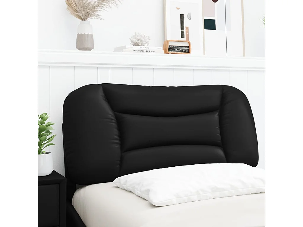 Zwart hoofdbordkussen 80 cm kunstleer