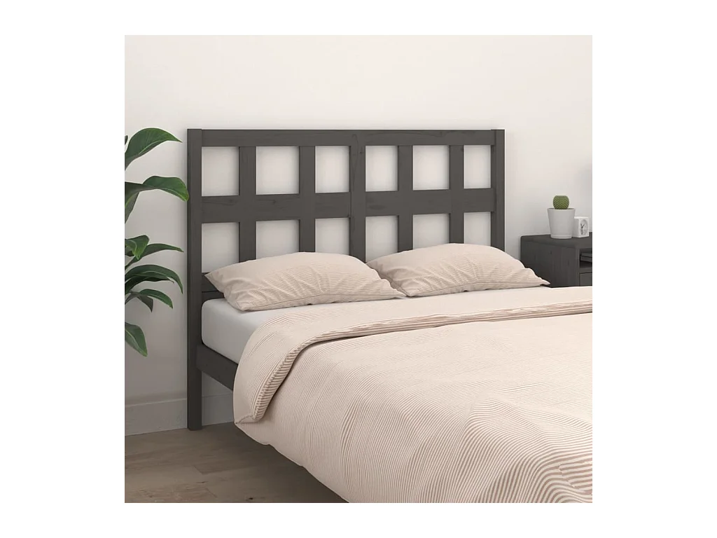 Graues Kopfteil 145,5 x 4 x 100 cm Massivholz Kiefer