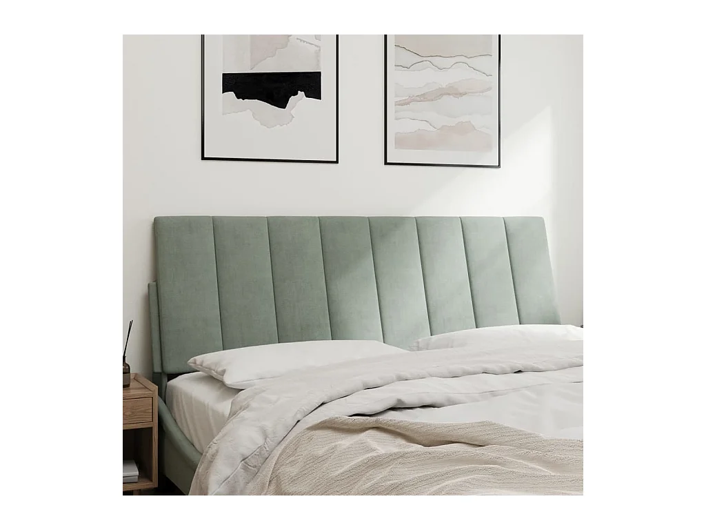 Lichtgrijs hoofdbordkussen 140 cm fluweel