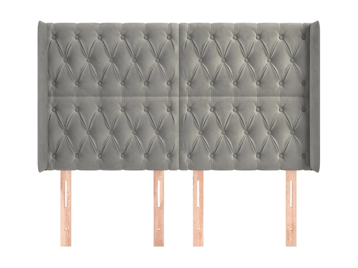 Tête de lit avec oreilles Gris clair 163x16x118/128 cm Velours