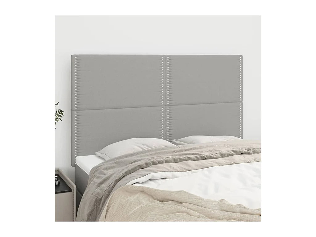 Kopfteile 4 Stk. Hellgrau 72x5x78/88 cm Stoff