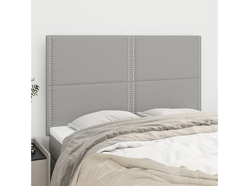 Testiere 4 pezzi Grigio chiaro 72x5x78/88 cm Tessuto