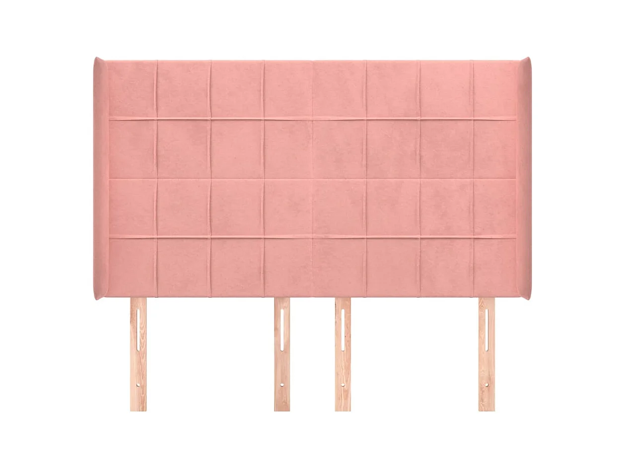 Tête de lit avec oreilles Rose 147x16x118/128 cm Velours