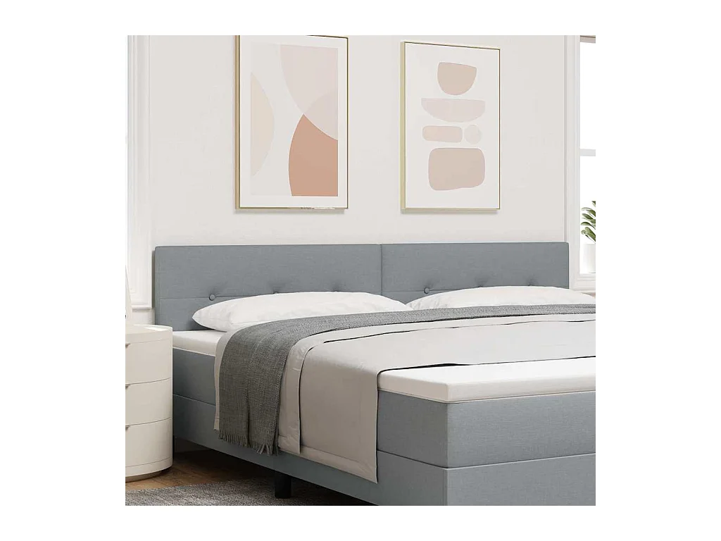 Tête de Lit LED avec des lumières à LED Gris clair 200 cm tissu