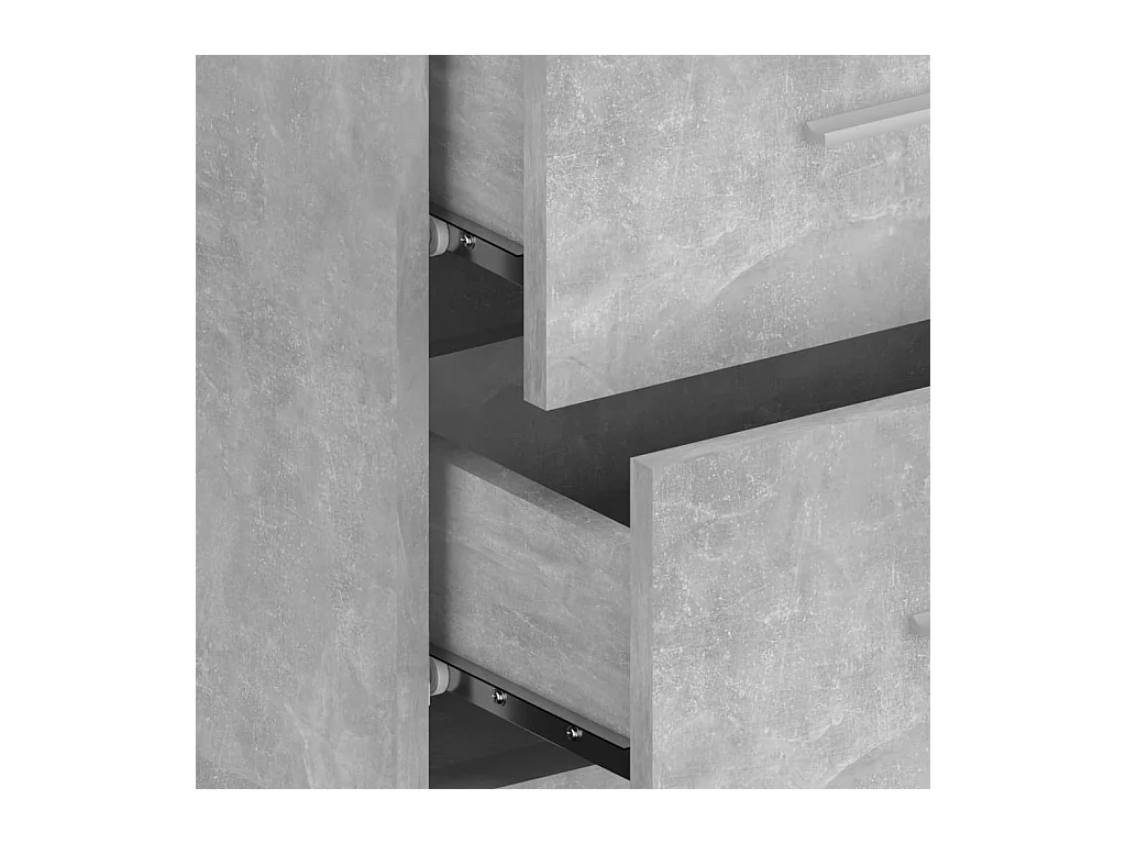 Betongrijs bewerkt houten hoofdeinde met kasten