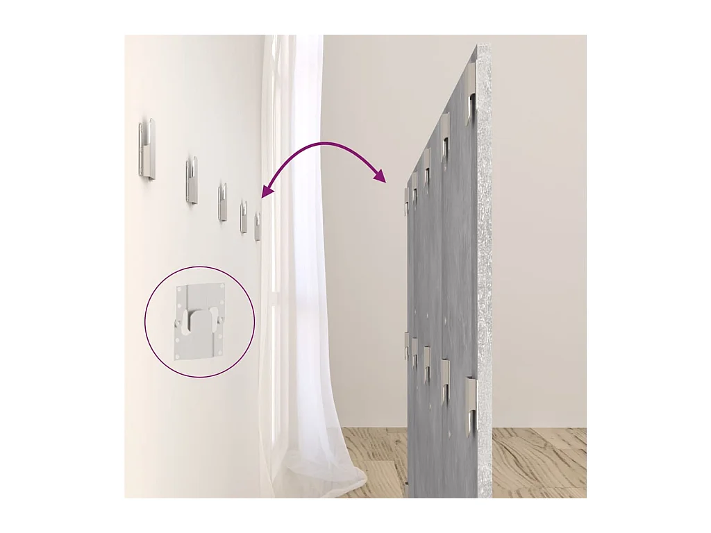 Betongrijs bewerkt houten hoofdeinde met kasten